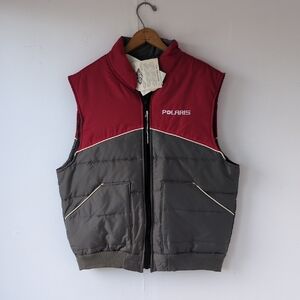 Vintage 80's Polaris Men's Red and Gray Quilted Insulated Vest Grey Red Size L